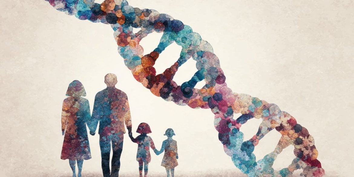 This shows a family and a DNA strand.