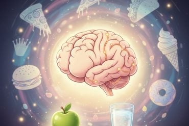 This shows a brain surrounded by faded foods, as though the foods represent distant memories.