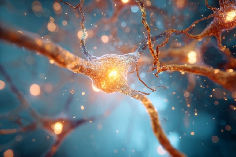 This shows glowing neurons, as though they are the target scientists discovered.