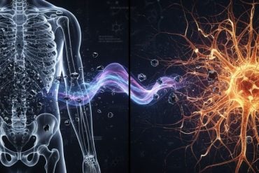This image illustrates how lead can migrate from bones to neurons, increasing Alzheimer's risk.