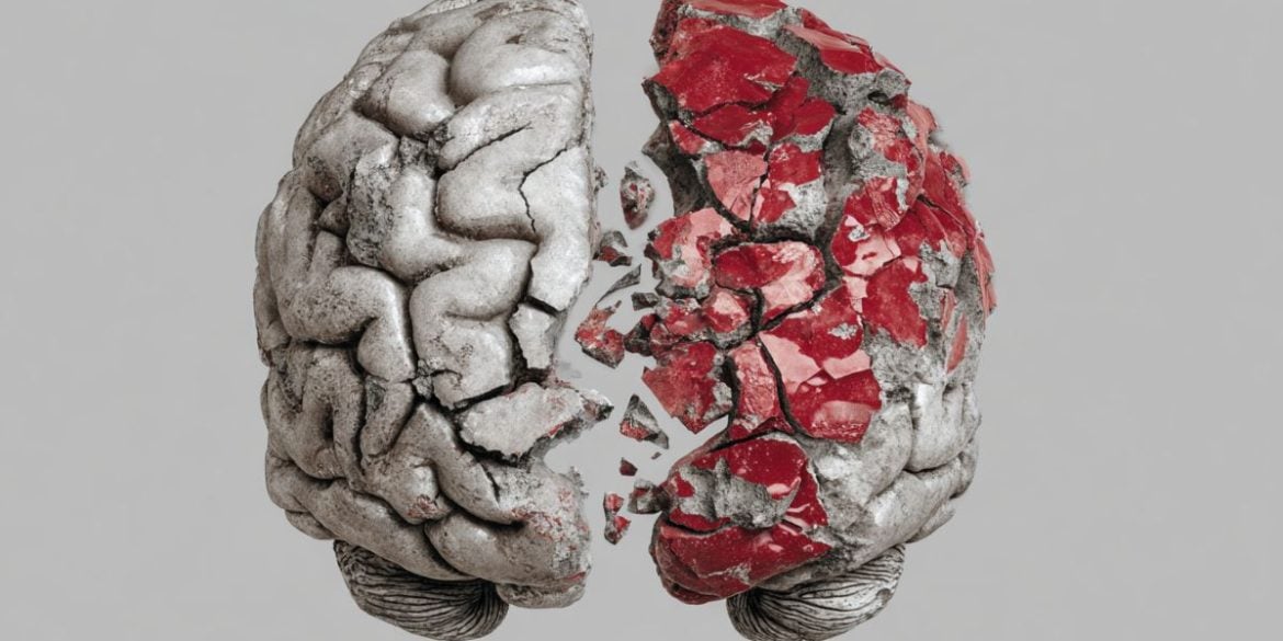 This shows a broken model of a brain.