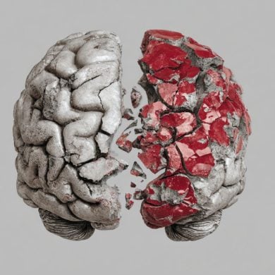 This shows a broken model of a brain.