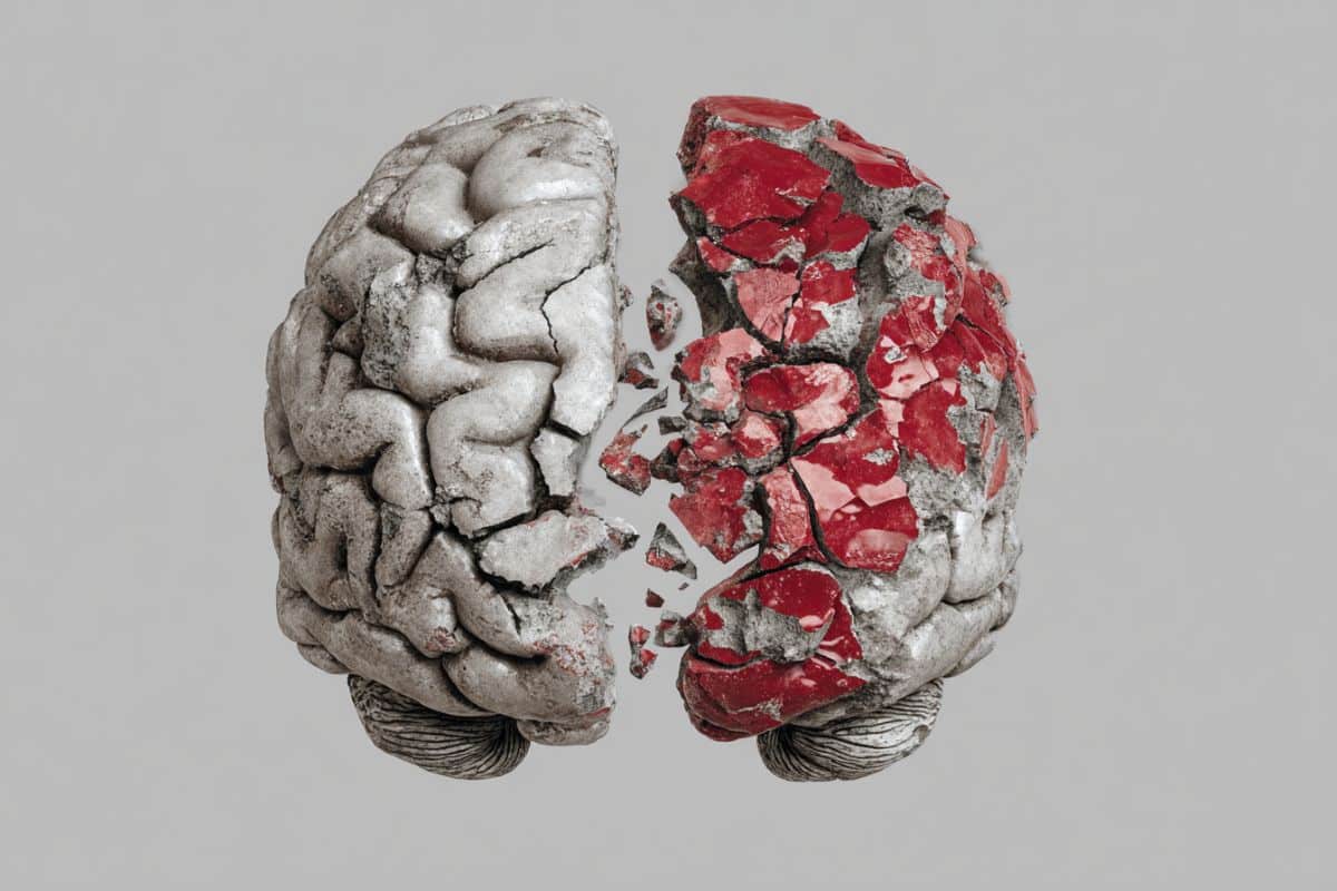 This shows a broken model of a brain.
