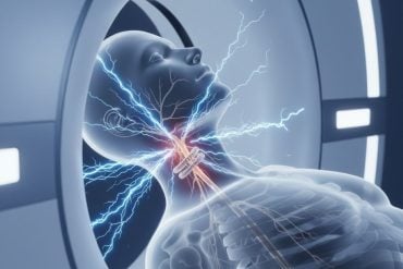 This shows a person in an MRI machine.