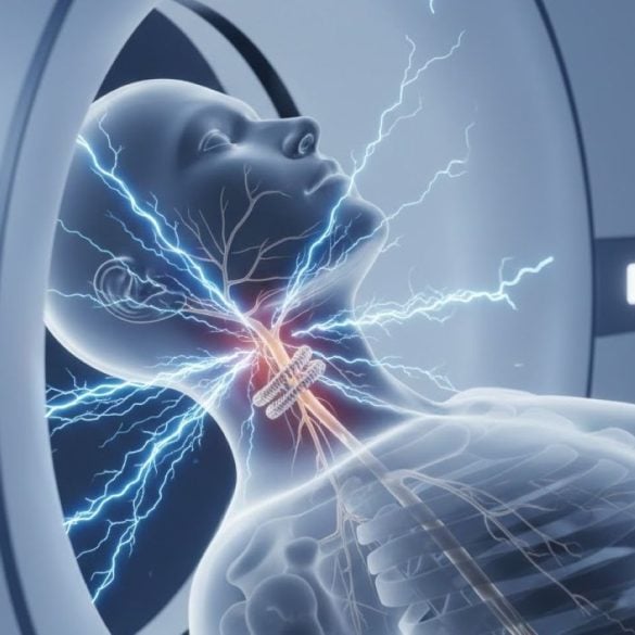 This shows a person in an MRI machine.