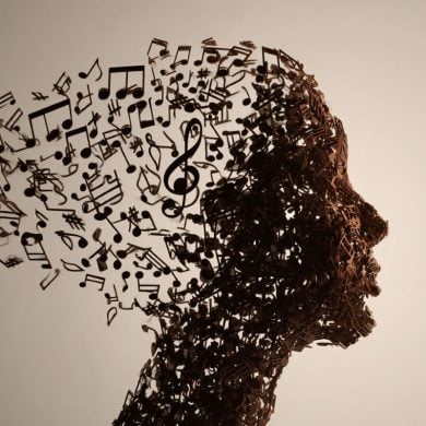 This shows a head made of musical notes.