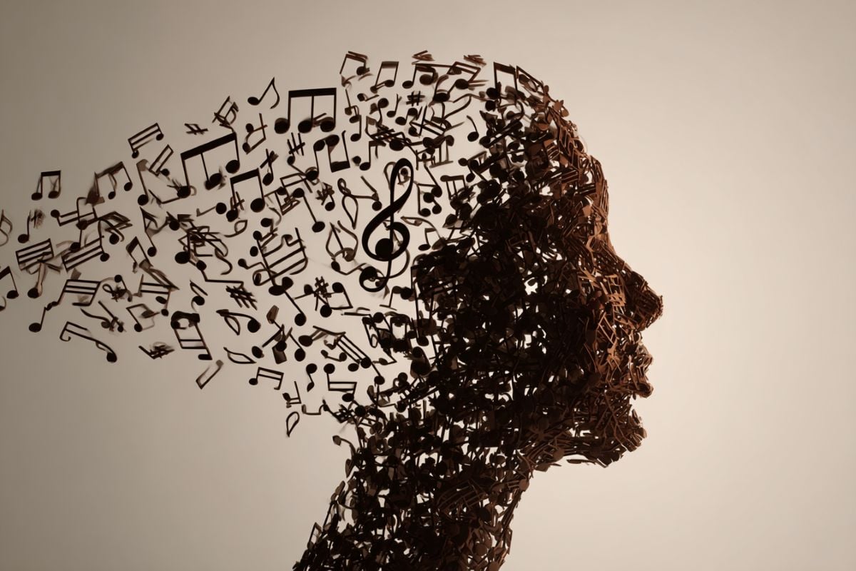 This shows a head made of musical notes.