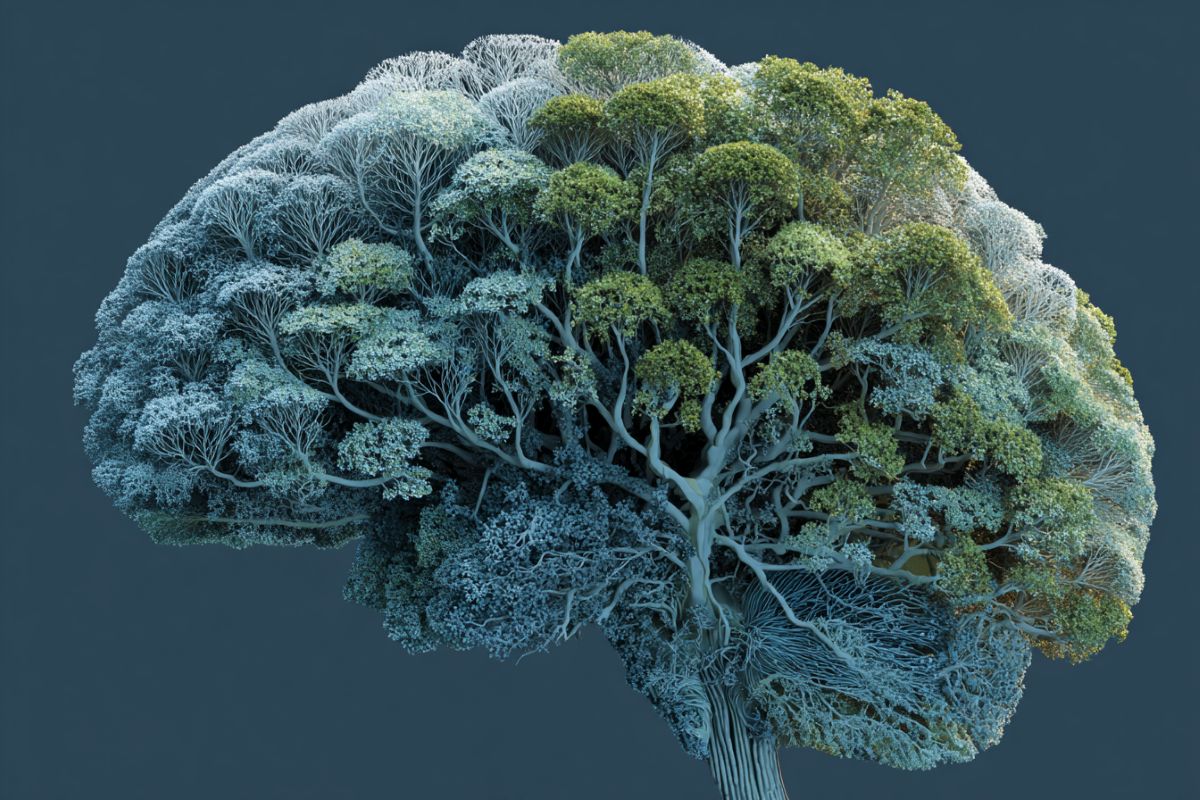 This shows a brain made up of trees.