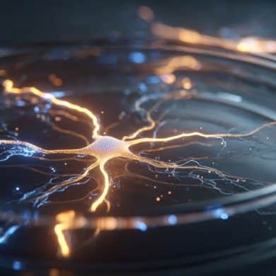 This shows a neuron in a petri dish.