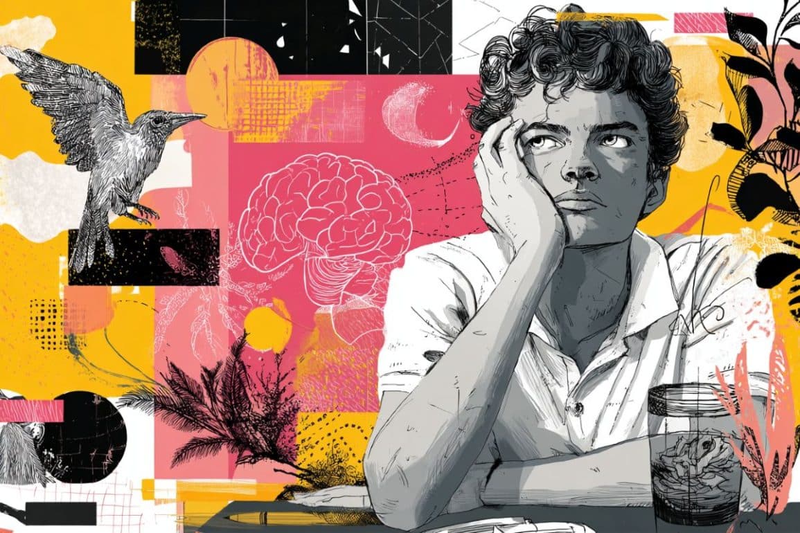 This shows a man in his twenties and a brain.