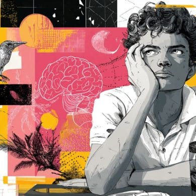 This shows a man in his twenties and a brain.