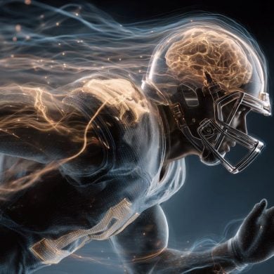 This shows a football player and a brain.