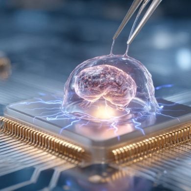 This shows a brain on a computer chip.