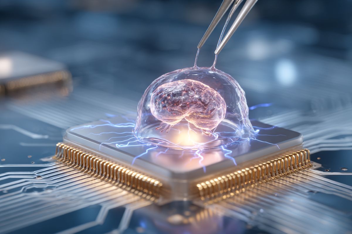 This shows a brain on a computer chip.