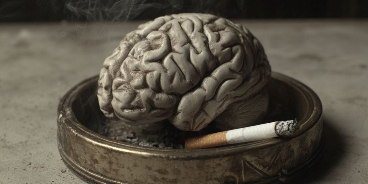 This shows a brain in an ashtray.