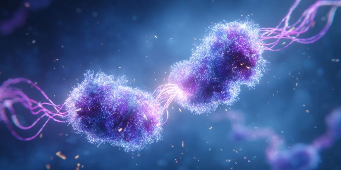 This is an AI rendering of two ribosomes.