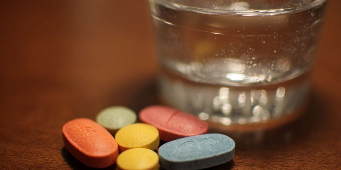 This shows pills and water.