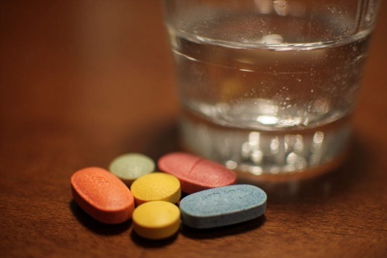 This shows pills and water.