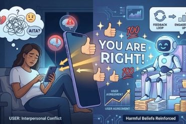 This shows a person on a smartphone and a robot.