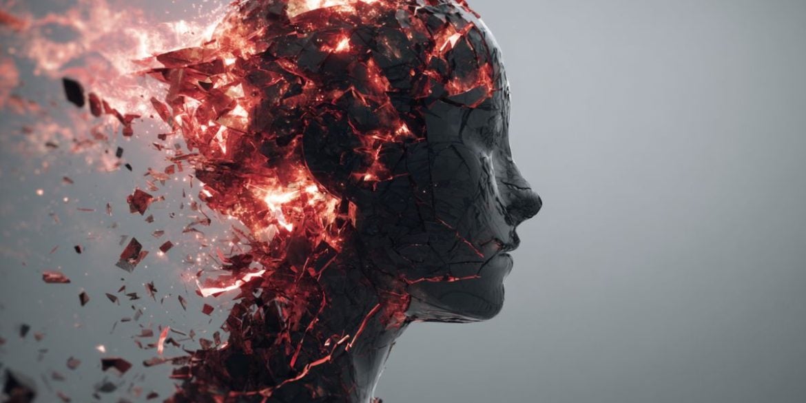 This shows a head on fire.