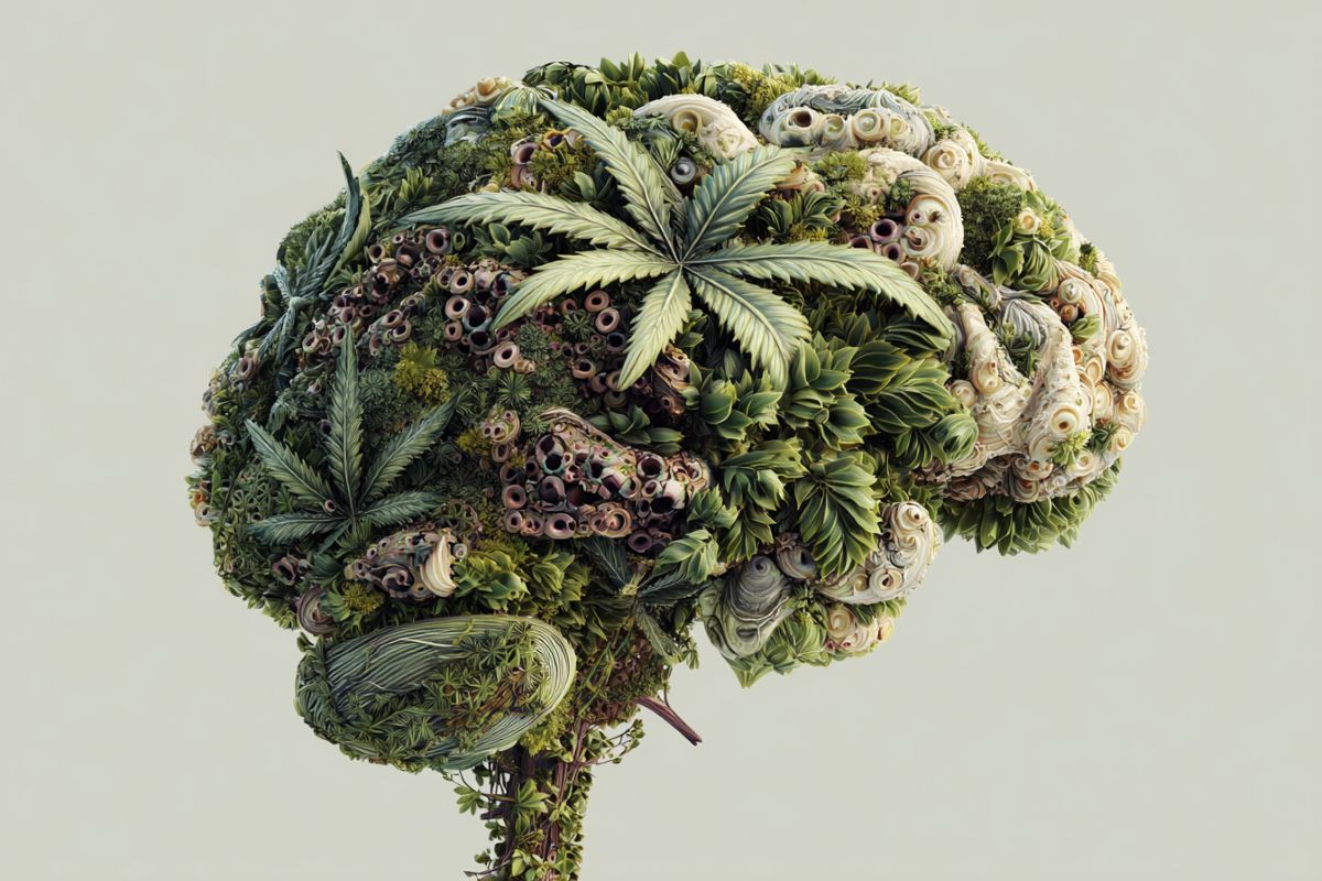 This shows a brain made up of leaves.