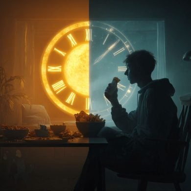 This shows a teen eating junk food.