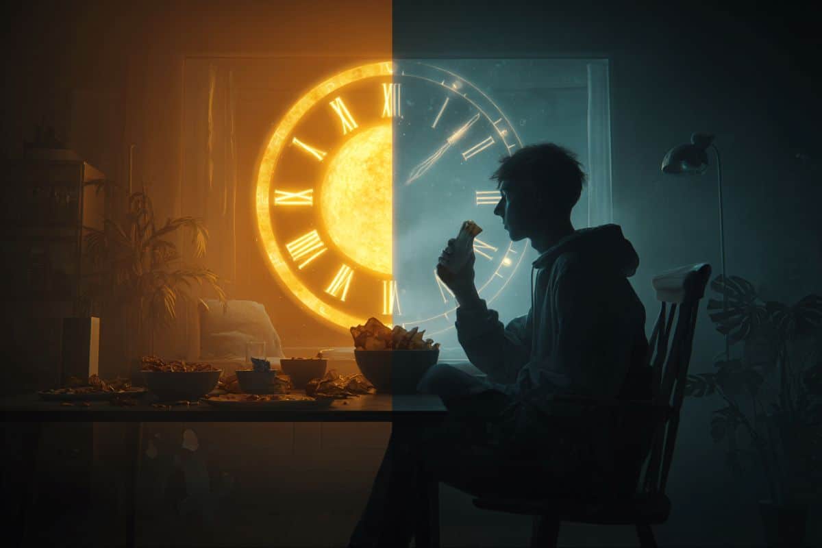 This shows a teen eating junk food.