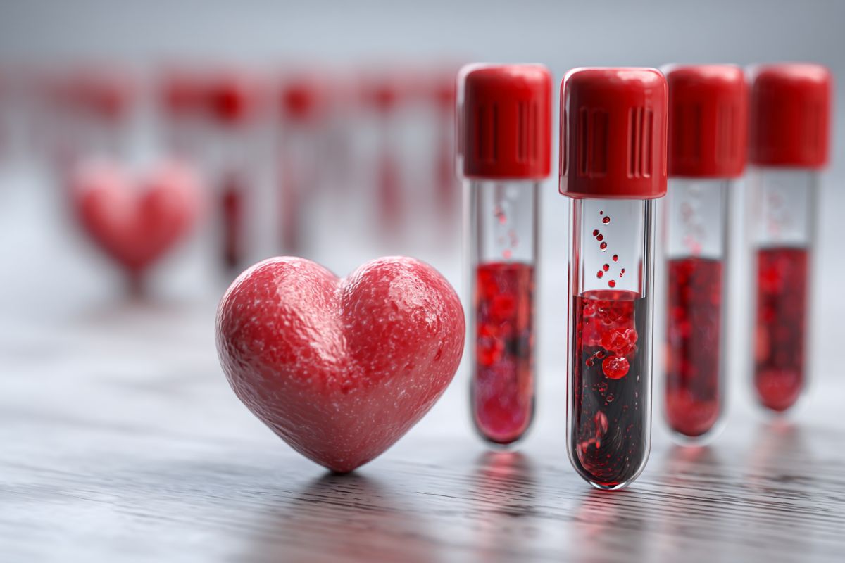 This shows a heart and blood vials.