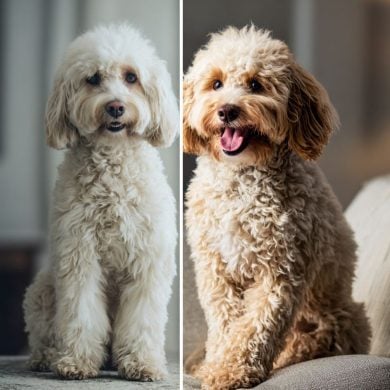 This shows two dogs.