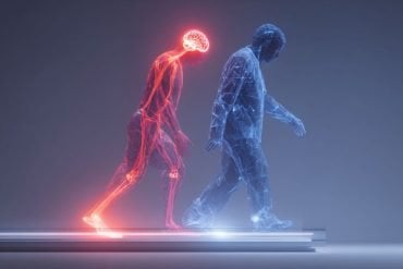 This shows a person stumbling and one walking.