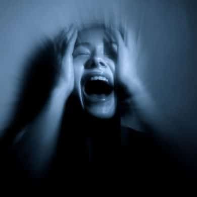 This shows a scared woman.