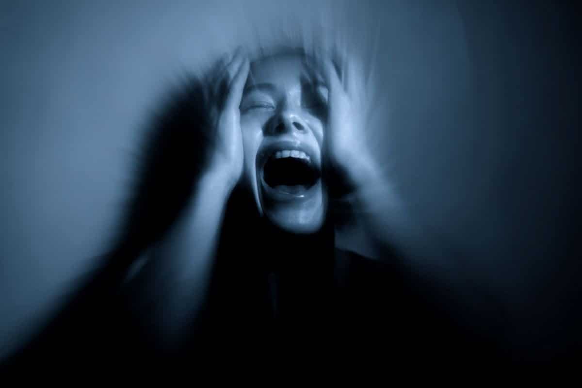 This shows a scared woman.