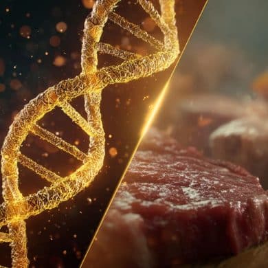 This shows DNA and a steak.