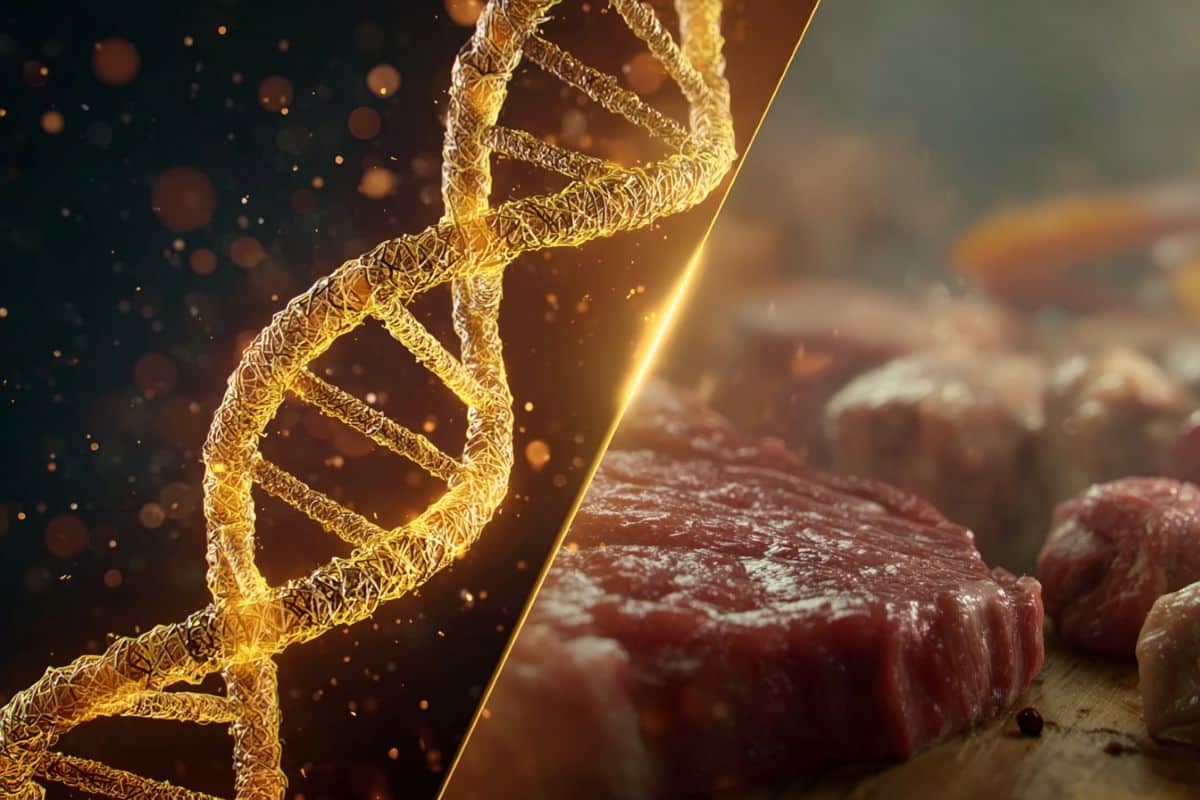 This shows DNA and a steak.