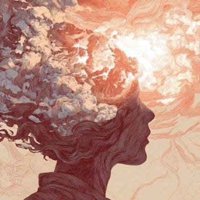 This shows a person's head with a fog around it.