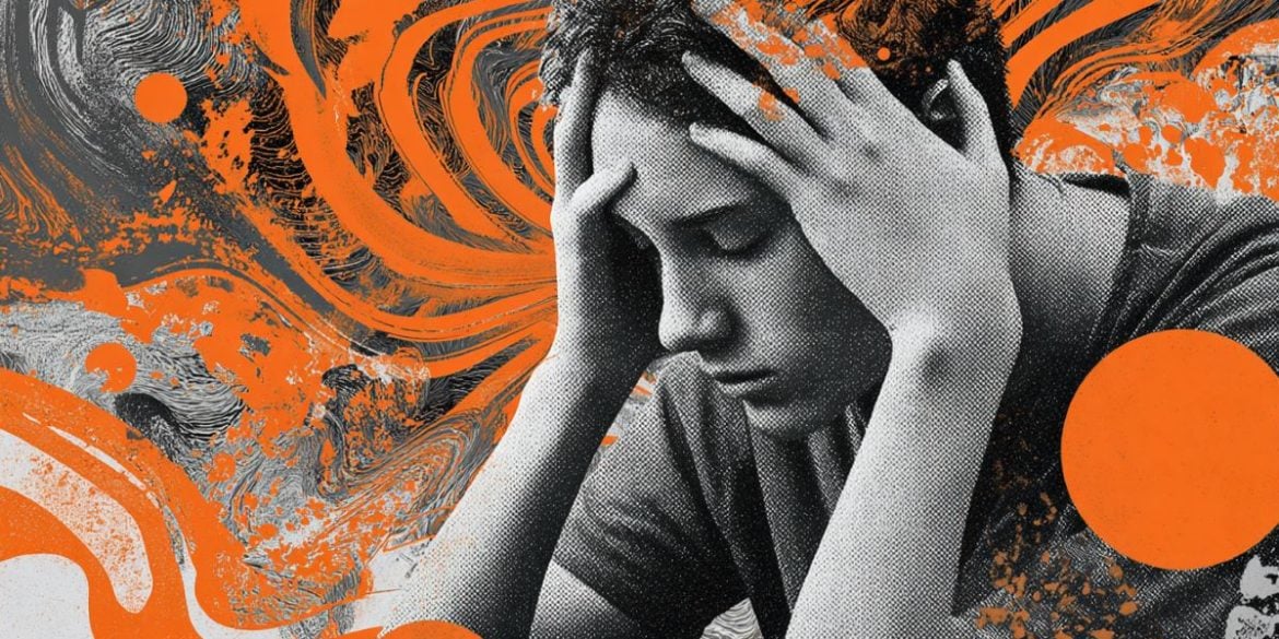 This shows a person holding their head in pain.