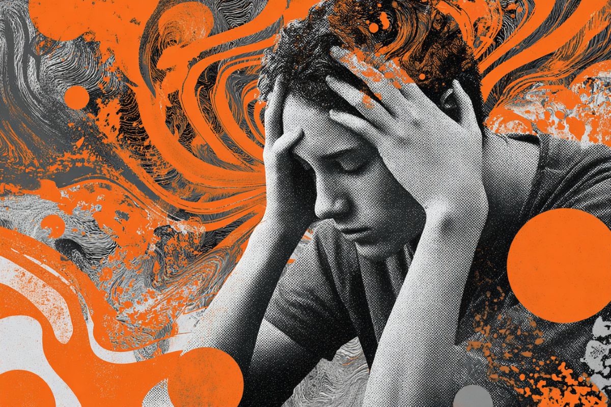 This shows a person holding their head in pain.