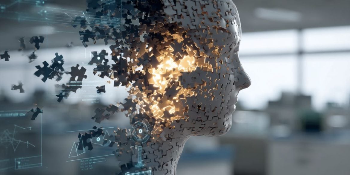 This shows a head made up of puzzle pieces.