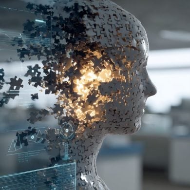 This shows a head made up of puzzle pieces.