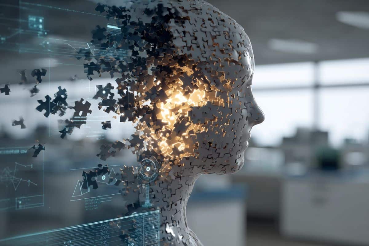 This shows a head made up of puzzle pieces.