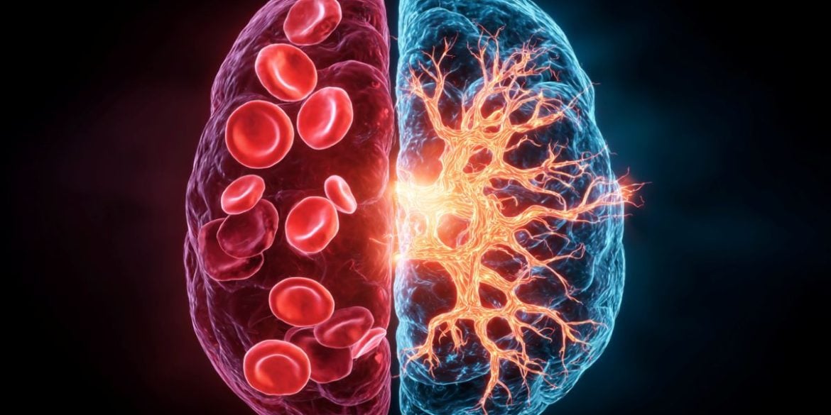 This shows a brain and sickle cells.