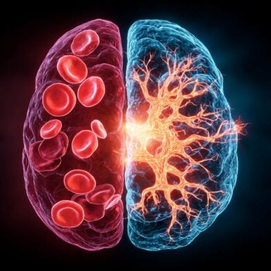 This shows a brain and sickle cells.