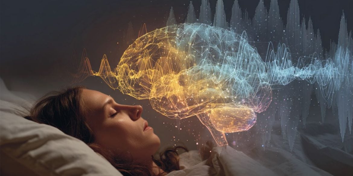 This shows a sleeping woman and a brain.