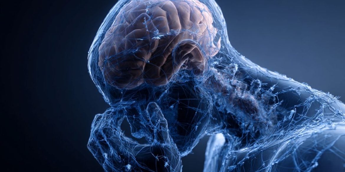 This shows the outline of a stressed person and a brain.