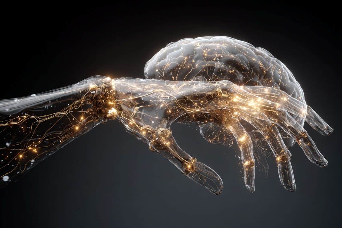 This shows a hand and a brain.