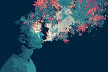 This shows the outline of a head and leaves.