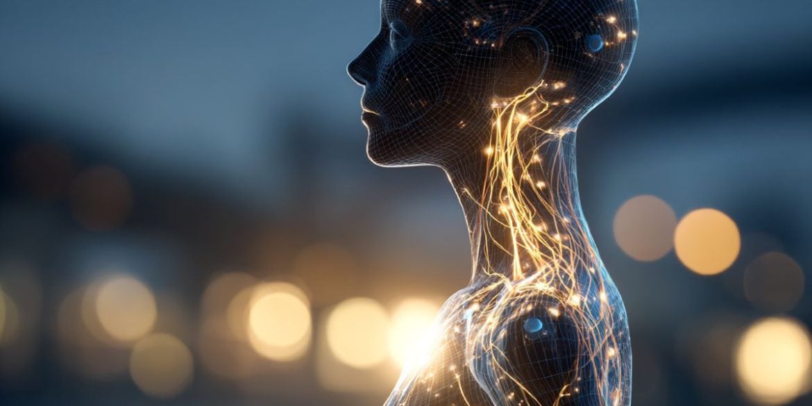 This shows the glowing outline of a woman.