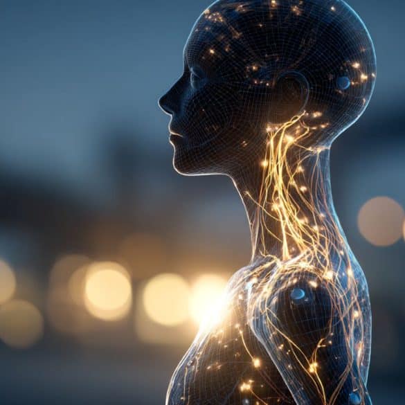 This shows the glowing outline of a woman.