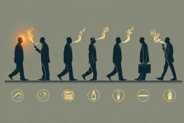 This shows people walking and smoking in an infographic style.