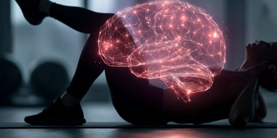 This shows a person doing sit-ups and a brain.